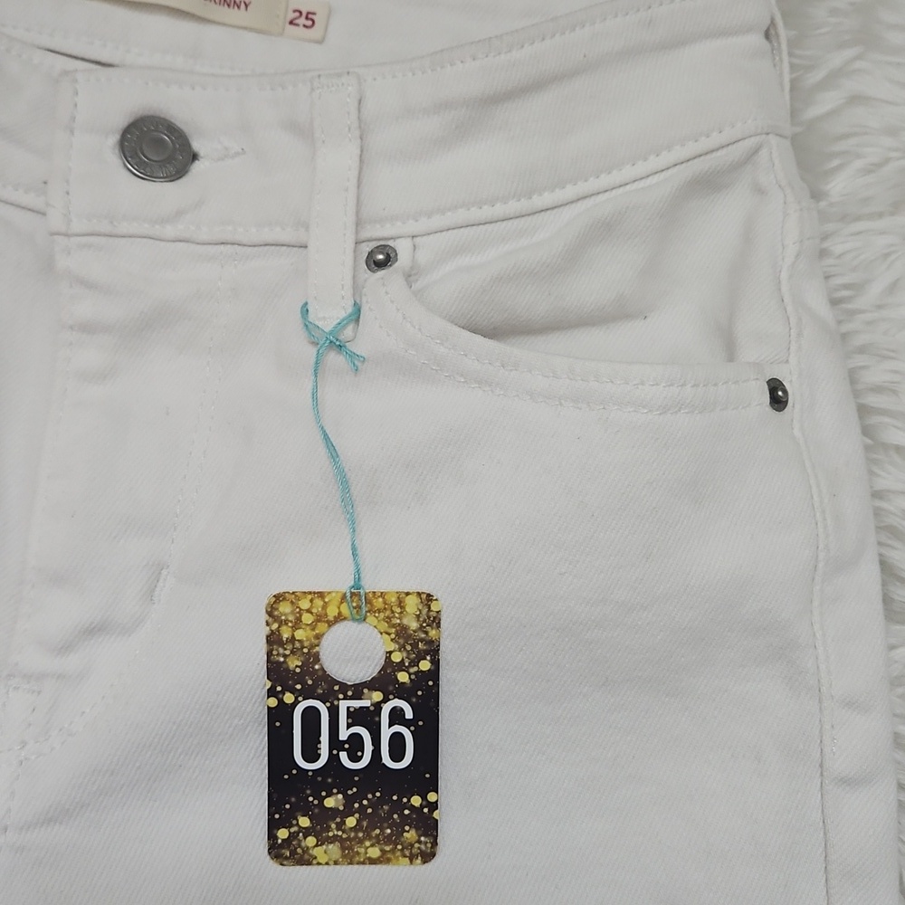 Levi's White Denim Jeans Size 25 721 High Rise Skinny - Picture 10 of 17